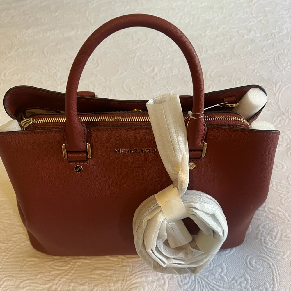 Michael Kors Savannah Large Satchel in the color Brick